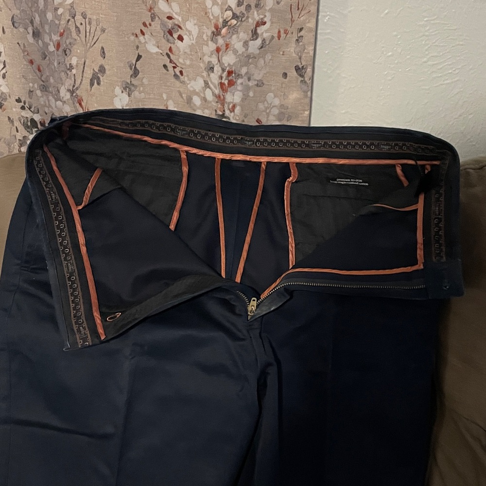 Haggar Black Trousers with Brown Trim